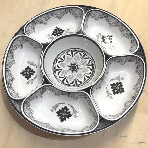 Other - 7 Piece Melamine Lazy Susan Divided Serving Dishes Set with Lid Floral Mandala